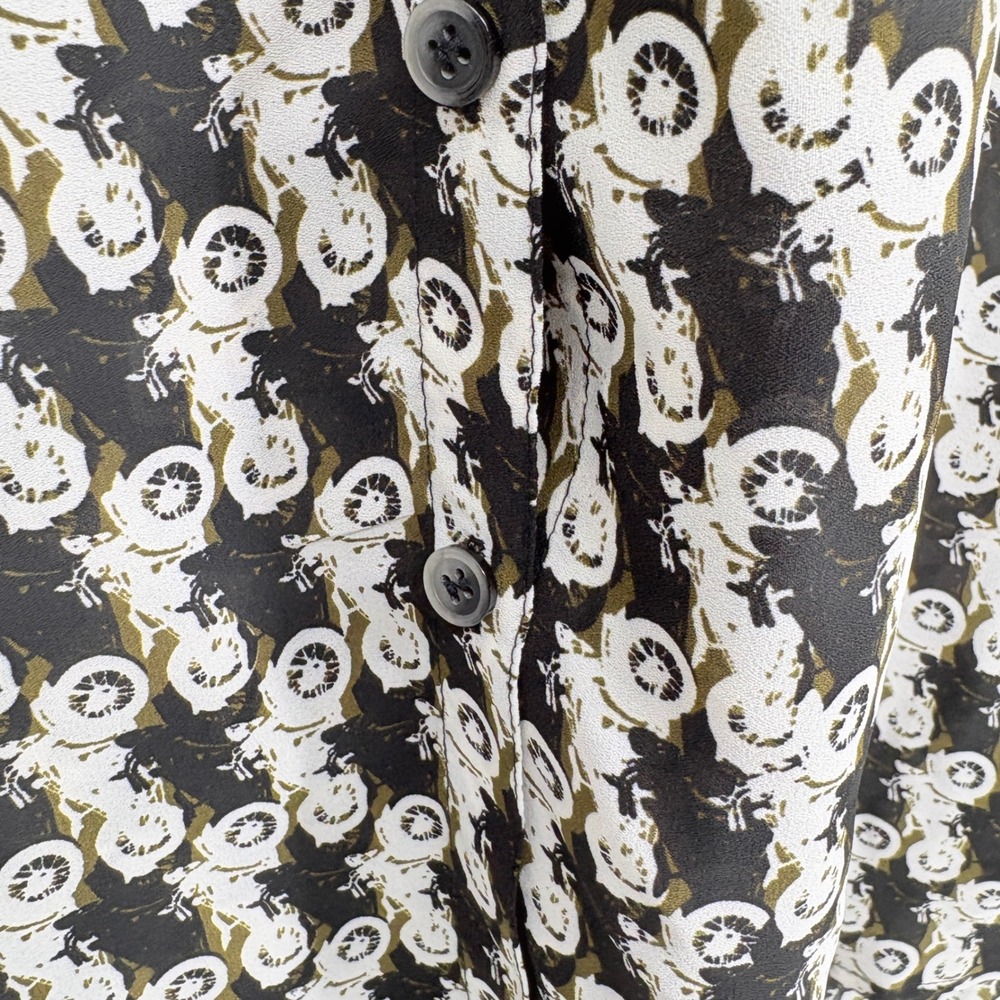New Sejour Motorcycle Print High-Low Tunic 18W Top Black White Olive Long Sleeve - Picture 6 of 16